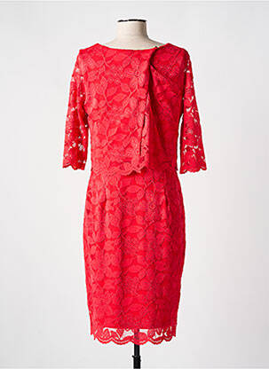 Robe mi-longue imprimé fleurs manches longues rouge MICHAELA LOUISA femme