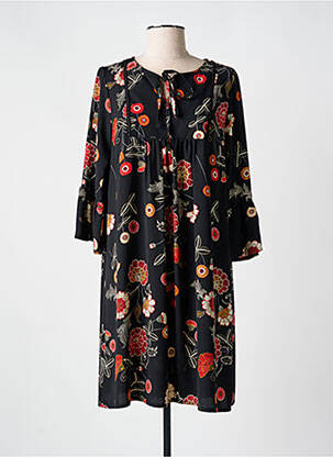 Robe mi-longue imprimé fleurs manches longues noir ROMEO POUR JULIETTE femme