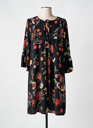 Robe mi-longue imprimé fleurs manches longues noir ROMEO POUR JULIETTE femme