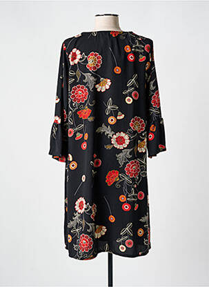 Robe mi-longue imprimé fleurs manches longues noir ROMEO POUR JULIETTE femme
