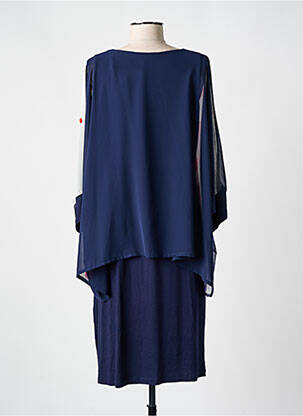 Robe mi-longue imprimé fantaisie manches longues bleu ALAIN MURATI femme