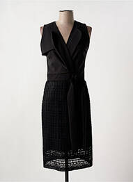 Robe mi-longue tissage crêpe sans manche noir NANA BAILA femme