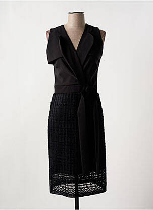 Robe mi-longue tissage crêpe sans manche noir NANA BAILA femme