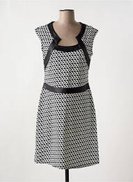 Robe mi-longue imprimé fantaisie manches courtes noir ROMEO POUR JULIETTE femme