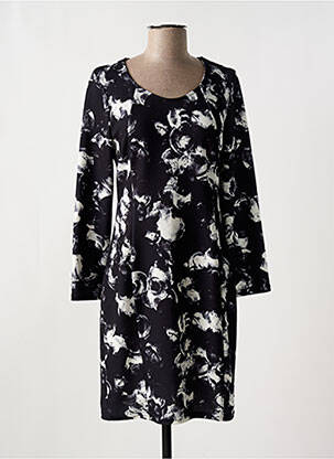 Robe mi-longue imprimé fantaisie manches longues noir ROMEO POUR JULIETTE femme