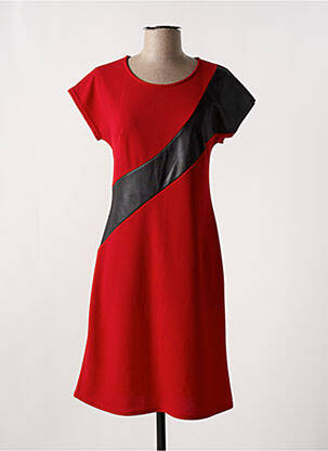 Robe mi-longue tissage crêpe manches courtes rouge ROMEO POUR JULIETTE femme