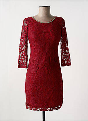 Robe courte manches 3/4 manches 3/4 rouge ASHWI femme