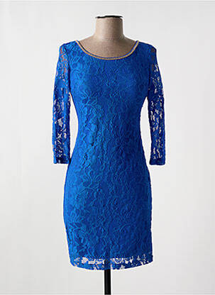 Robe courte manches 3/4 manches 3/4 bleu ASHWI femme