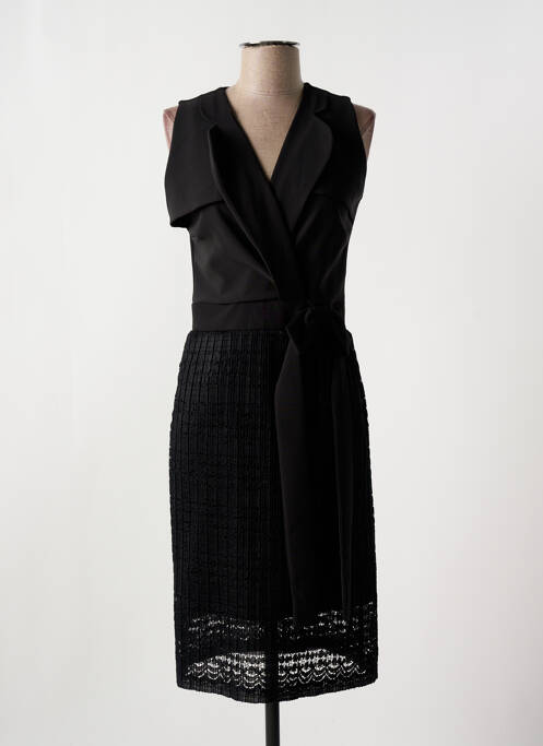 Robe mi-longue tissage crêpe sans manche noir NANA BAILA femme