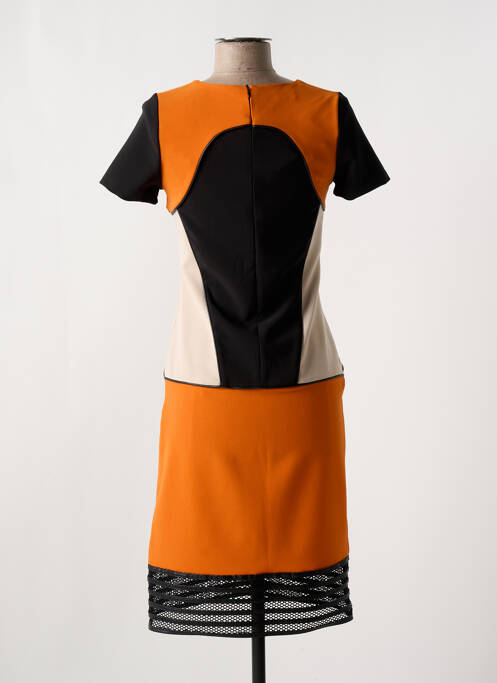 Robe mi-longue fermeture zippée au dos manches courtes orange NANA BAILA femme