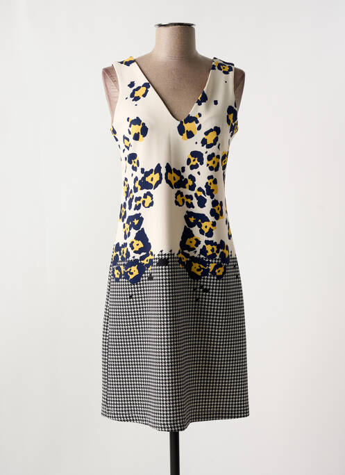 Robe mi-longue tissage crêpe sans manche jaune HIPPOCAMPE femme