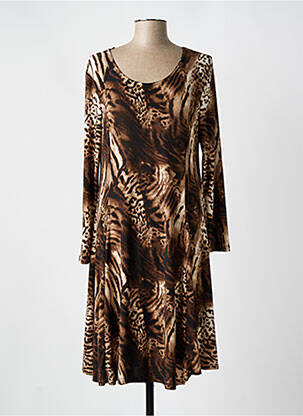 Robe mi-longue manches longues manches longues marron VETISTYLE femme