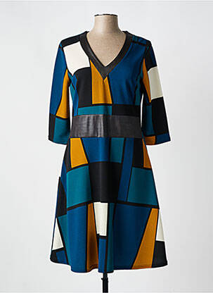 Robe mi-longue manches 3/4 manches 3/4 bleu ROMEO POUR JULIETTE femme
