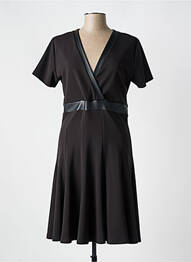 Robe mi-longue tissage crêpe manches courtes noir NANA BAILA femme