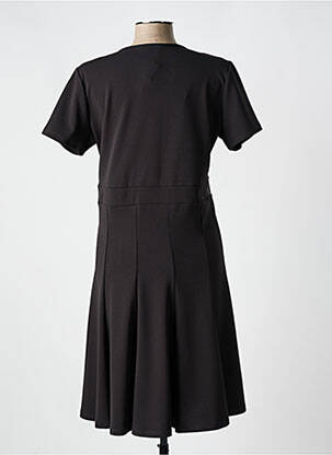 Robe mi-longue tissage crêpe manches courtes noir NANA BAILA femme