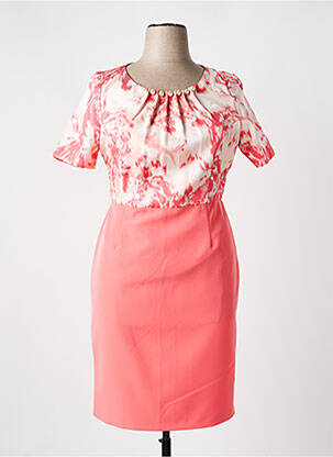 Robe mi-longue tissage crêpe manches courtes orange MICHAELA LOUISA femme