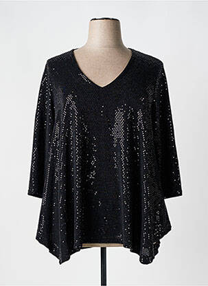 Top col v manches 3/4 noir JORGIE PARIS femme