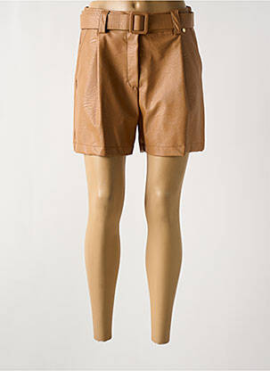 Short tissage simili-cuir taille normale marron RINASCIMENTO femme