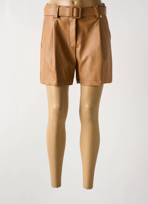 Short fermeture zippée sous rabat boutonné taille normale marron RINASCIMENTO femme
