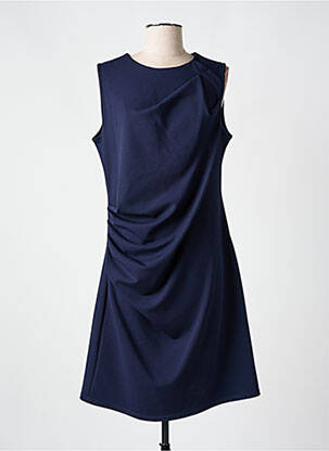Robe mi-longue tissage crêpe sans manche bleu ROMEO POUR JULIETTE femme
