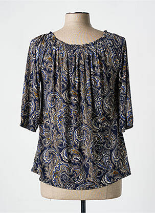 Top stretch manches 3/4 bleu ELL'A femme