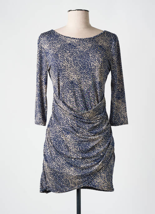 Robe courte manches longues manches longues bleu ELL'A femme