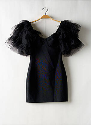 Robe courte fermeture zippée au dos manches courtes noir BOOHOO femme