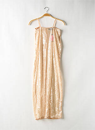 Robe mi-longue fermeture zippée au dos fines bretelles beige PRETTY LITTLE THING femme