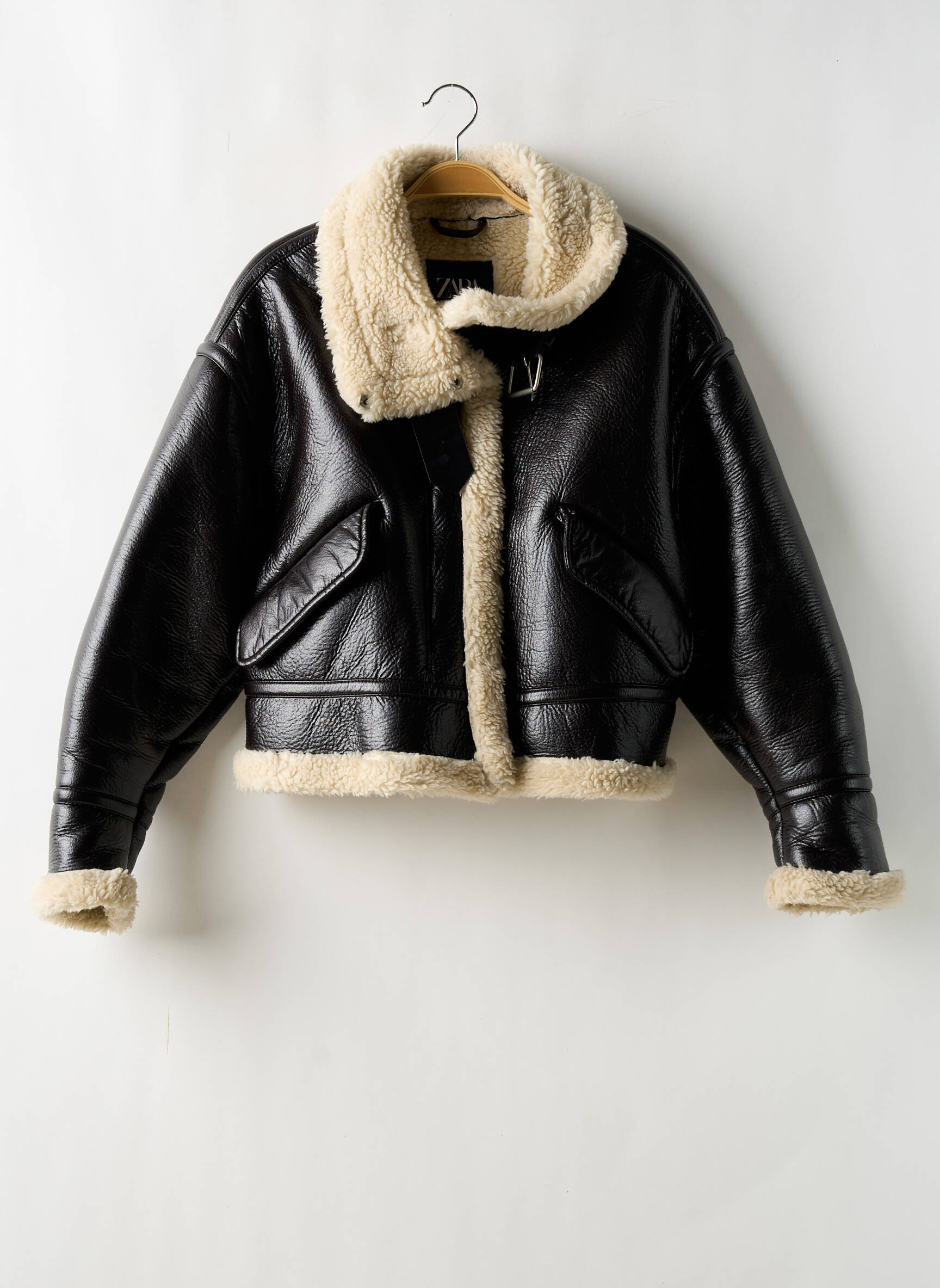 Manteau Court Poches Noir Zara Femme 2521751-noir00 Modz