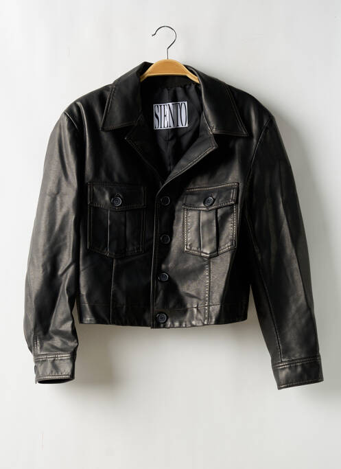 Veste en cuir marron SIENTO pour femme