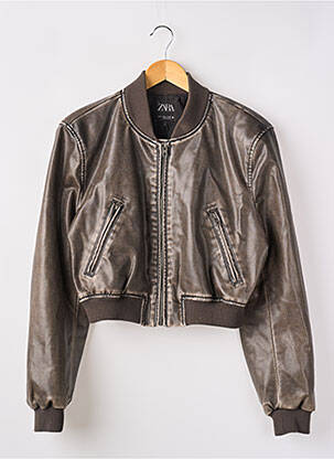 Veste simili cuir poches marron ZARA femme