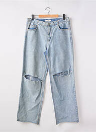 Jeans coupe large effet usé délavé taille normale bleu STORETS femme