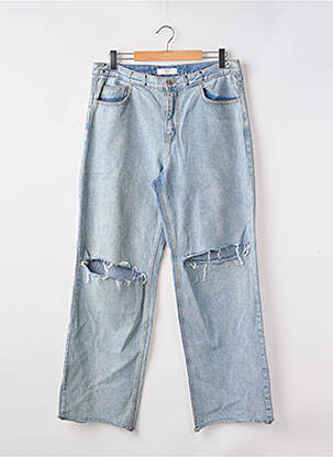 Jeans coupe large effet usé délavé taille normale bleu STORETS femme