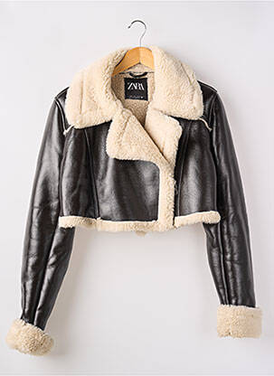 Manteau court marron ZARA pour femme