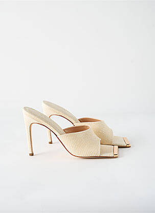Mules/sabots matière lisse talon haut de 10cm et plus beige INGILIZ femme