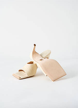 Mules/sabots matière lisse talon haut de 10cm et plus beige INGILIZ femme