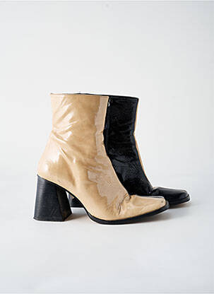 Bottines/boots tissage satiné talon de 7 à 9cm beige ALOHAS femme
