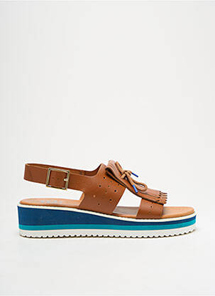 Sandales/nu pieds tissage satiné talon compensé marron BENSIMON fille