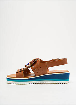 Sandales/nu pieds tissage satiné talon compensé marron BENSIMON fille