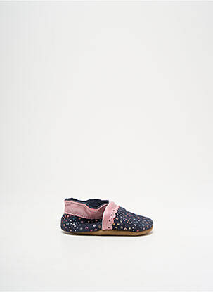 Chaussons/pantoufles tissage satiné bout rond bleu BELLAMY fille