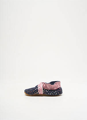 Chaussons/pantoufles tissage satiné bout rond bleu BELLAMY fille