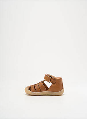 Sandales/nu pieds tissage satiné bout rond marron LITTLE MARY garçon