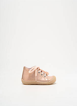 Bottillons tissage satiné bout rond rose LITTLE MARY fille