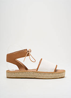 Espadrilles tissage satiné talon plat jusqu'à 3cm blanc L'ESPADRILLE DE NICOLE femme