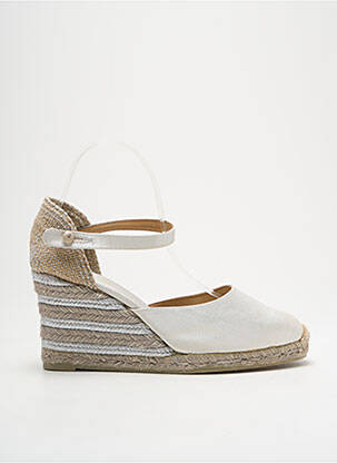 Espadrilles tissage satiné talon de 7 à 9cm argent CASTANER femme