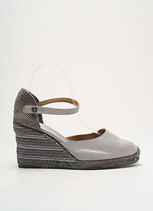 Espadrilles tissage satiné talon de 7 à 9cm gris CASTANER femme