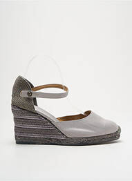 Espadrilles tissage satiné talon de 7 à 9cm gris CASTANER femme