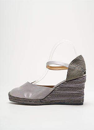 Espadrilles tissage satiné talon de 7 à 9cm gris CASTANER femme
