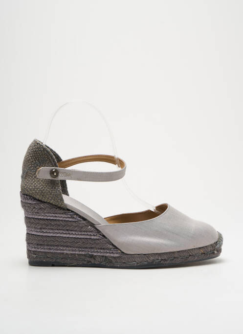 Espadrilles tissage satiné talon de 7 à 9cm gris CASTANER femme