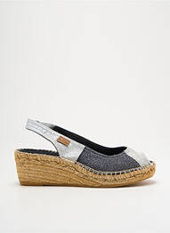Espadrilles tissage satiné talon de 4 à 6cm argent MONTANE femme